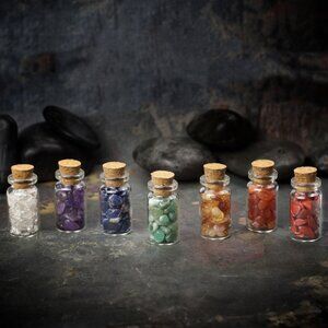 7 Chakra Crystals in Mini Apothecary Bottles